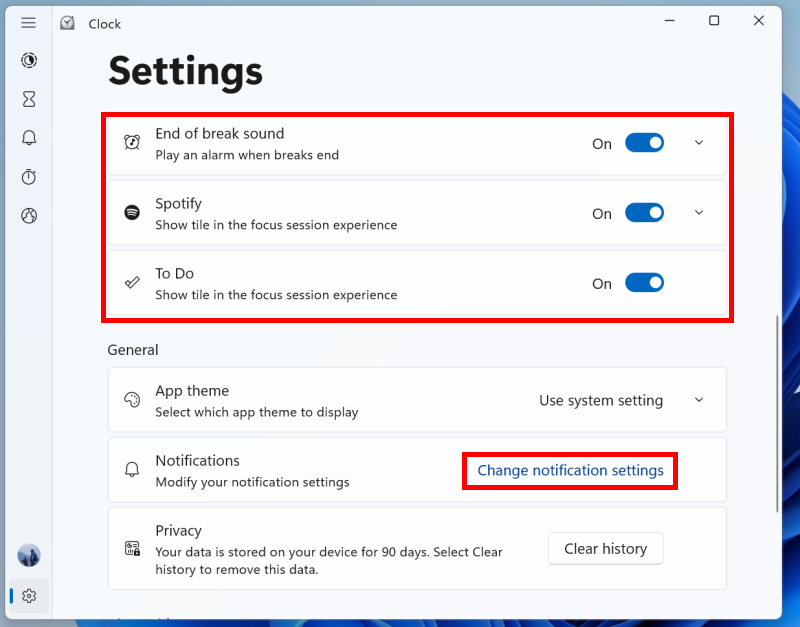 Click Change notification settings